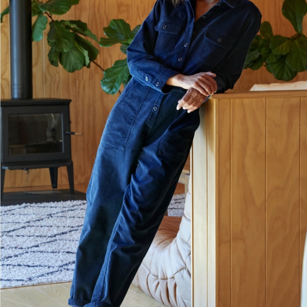 Outerknown Navy Cord Jumpsuit - small